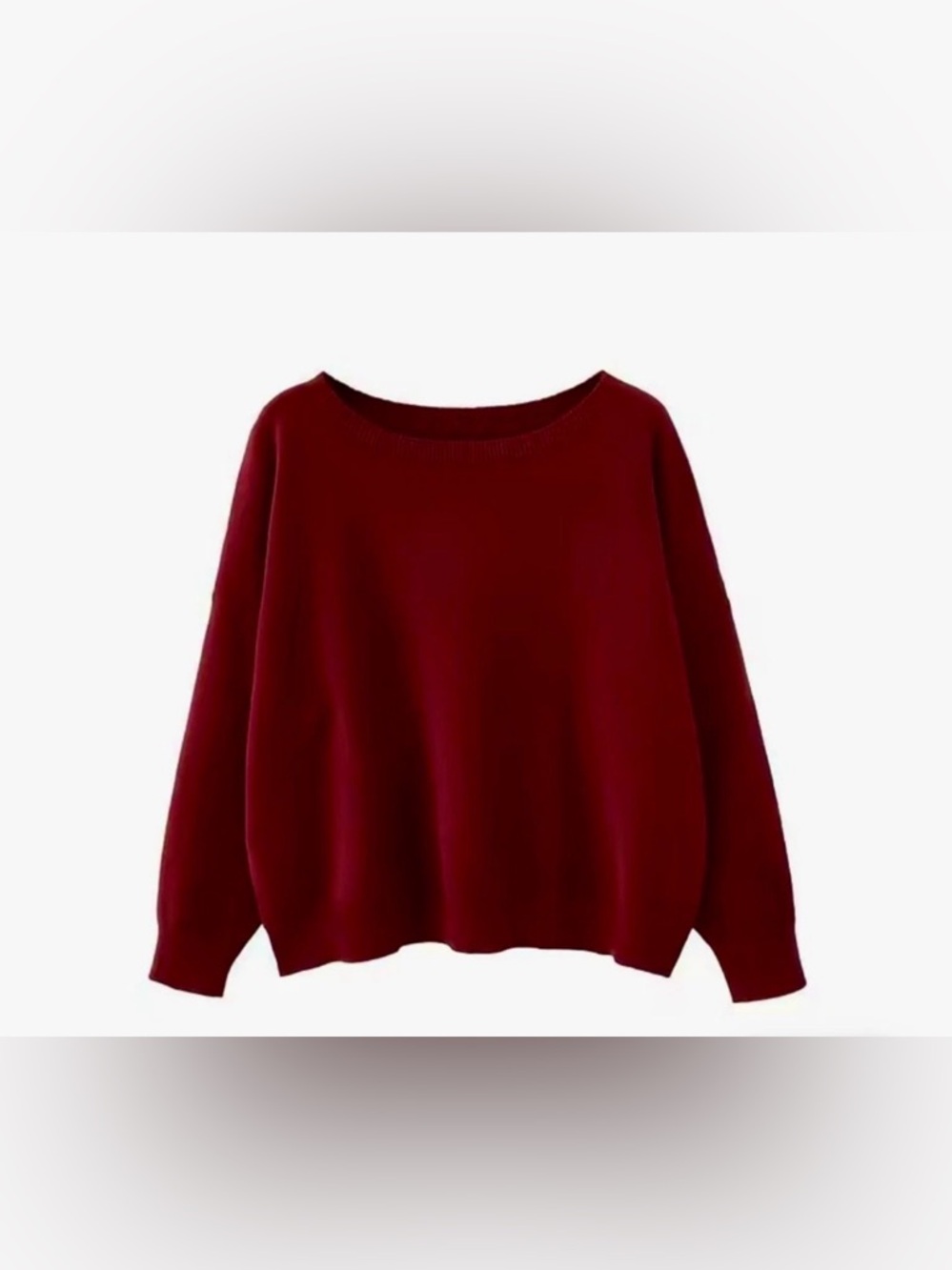 NWOT~ Women’s Drop Shoulder Boat Neck Sweater~ Burgundy Red~ M